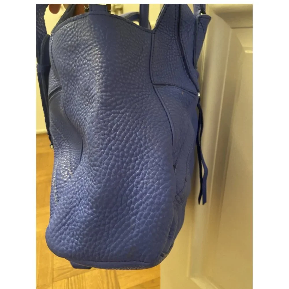 Christopher Kon Blue Pebbled Leather Satchel Bag with Dust Bag